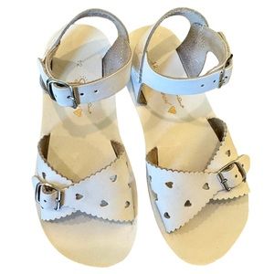 Sun-San Sweetheart White Leather Summer Sandals | Girls 12